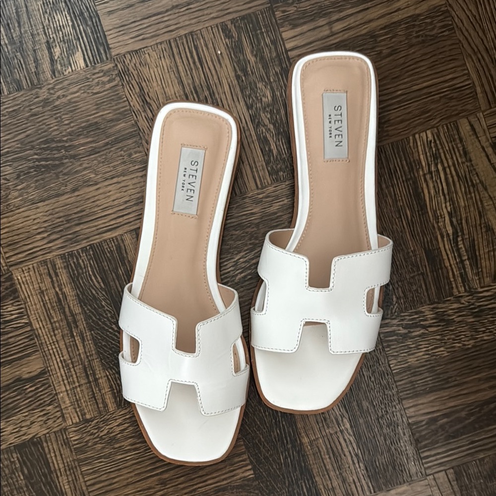 Seven7 White Slide Sandals for Women